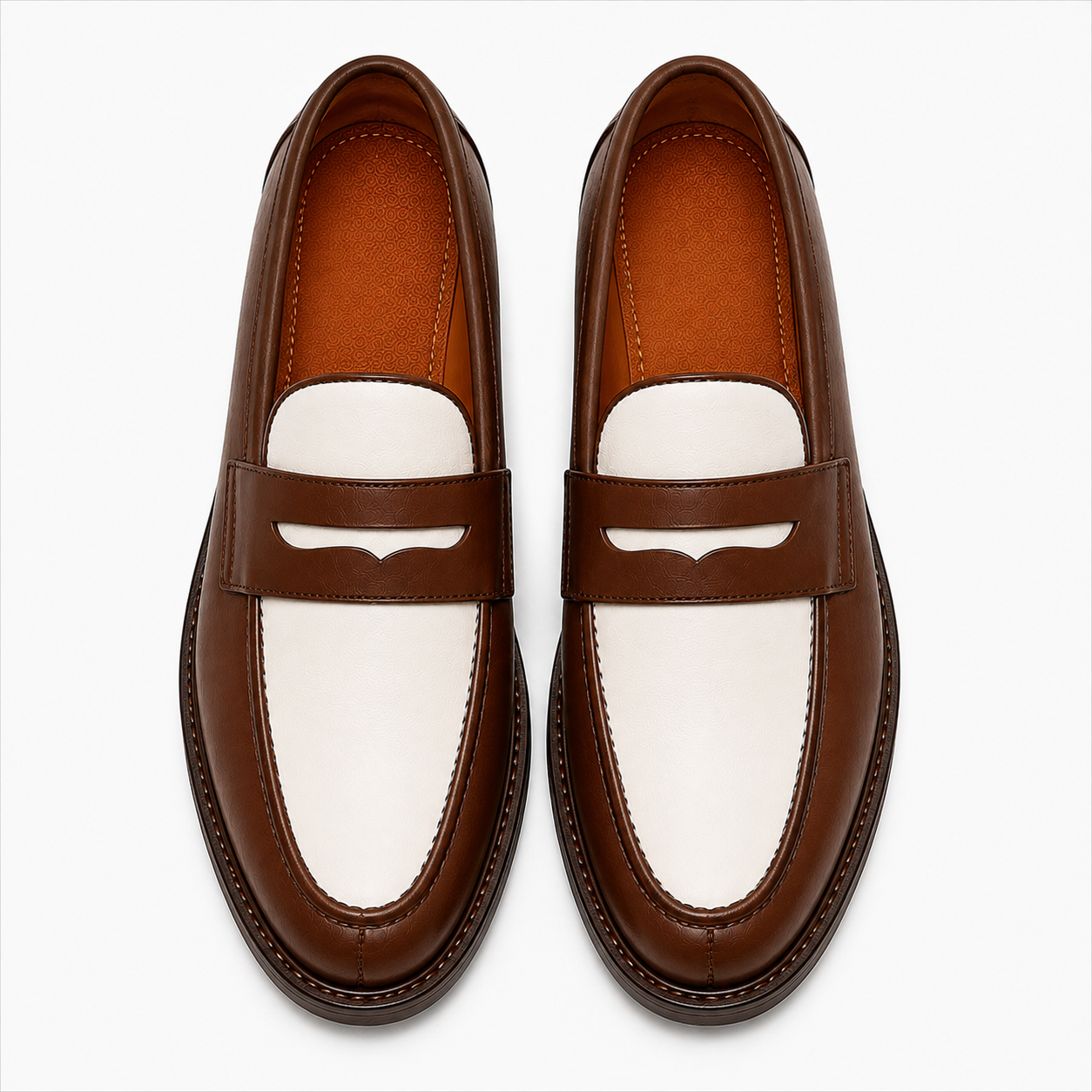 Marvel Signature Brown & White Penny Loafers Top View