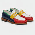 Marvel Signature Capri leather loafers for men in navy, red, yellow and green