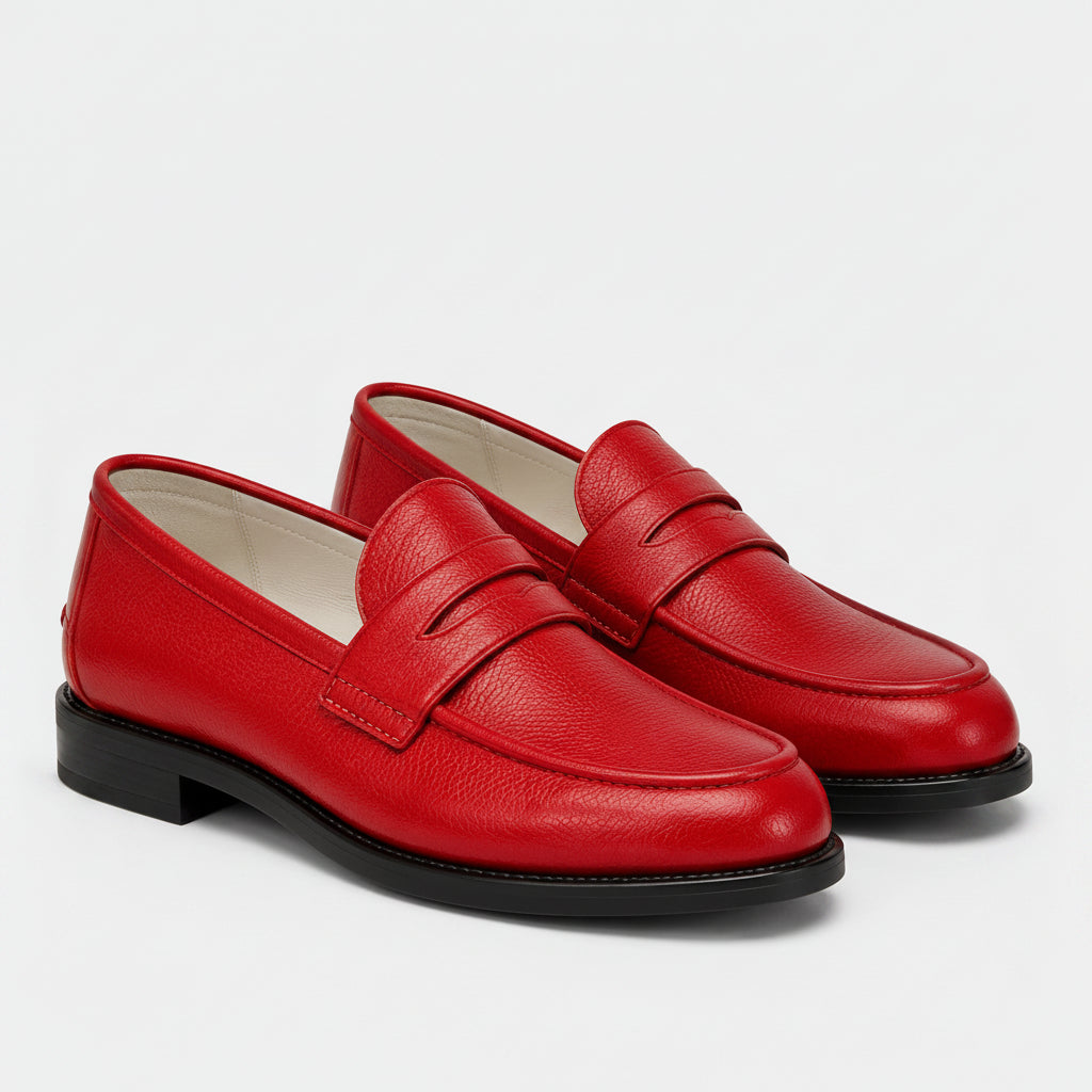 Marvel Signature Crimson luxury red leather loafers for men