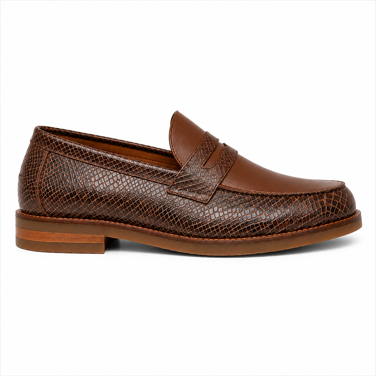 Marvel Signature Croco Texture Penny Loafers side view