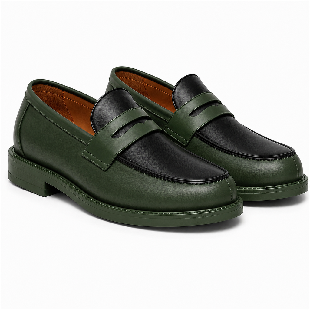 Marvel Signature Forest Green & Black Penny Loafers
