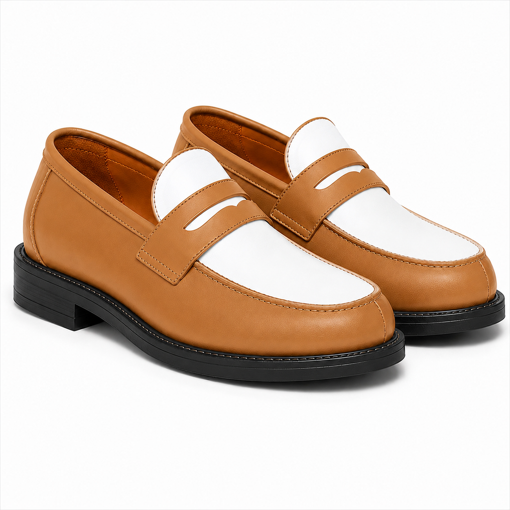 Marvel Signature Heritage Tan & White Penny Loafers