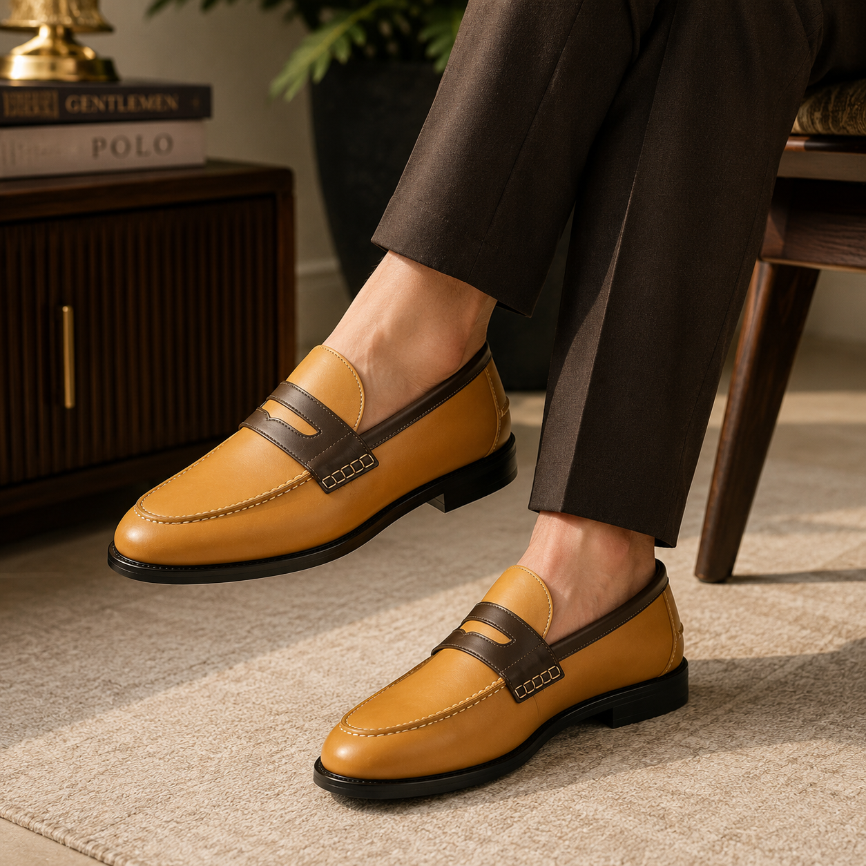 Marvel Signature Monaco Leather Loafers Tan Lifestyle