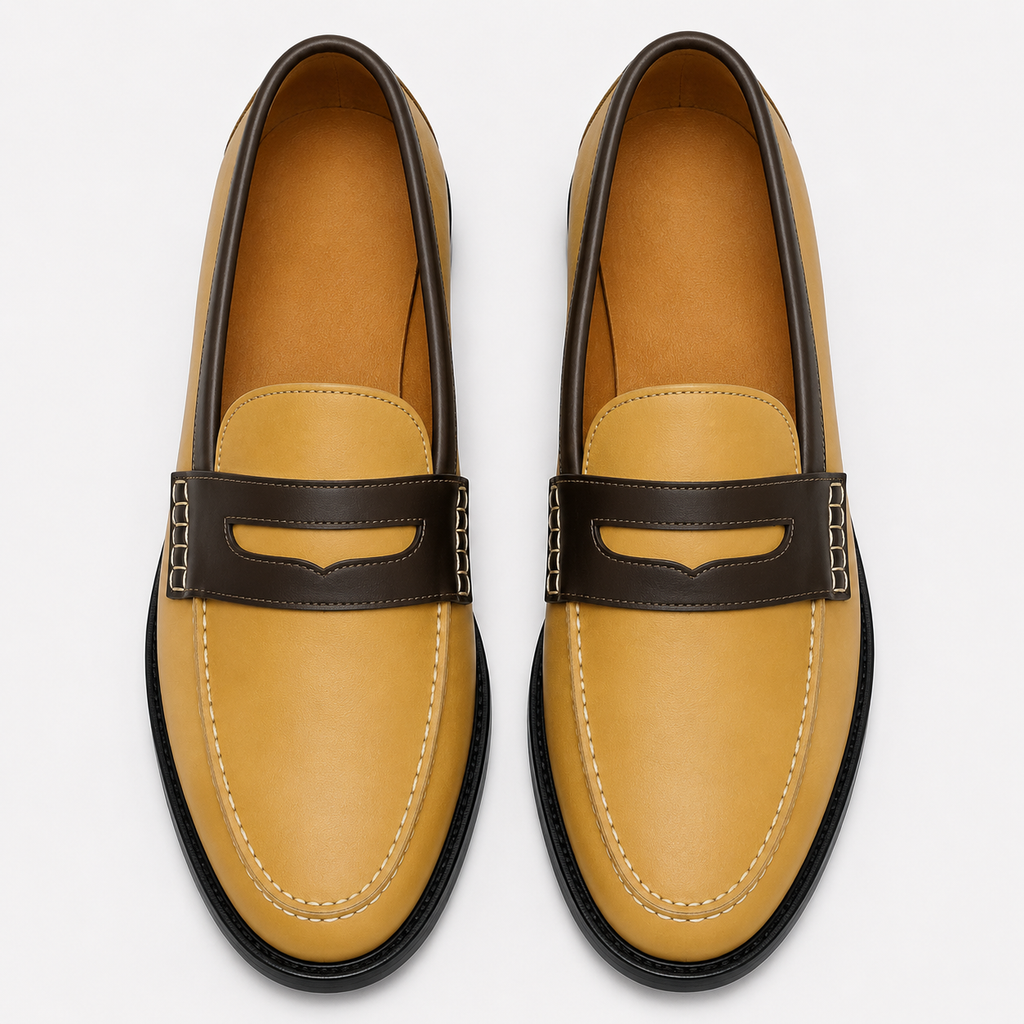 Marvel Signature Monaco Leather Loafers Tan Top View