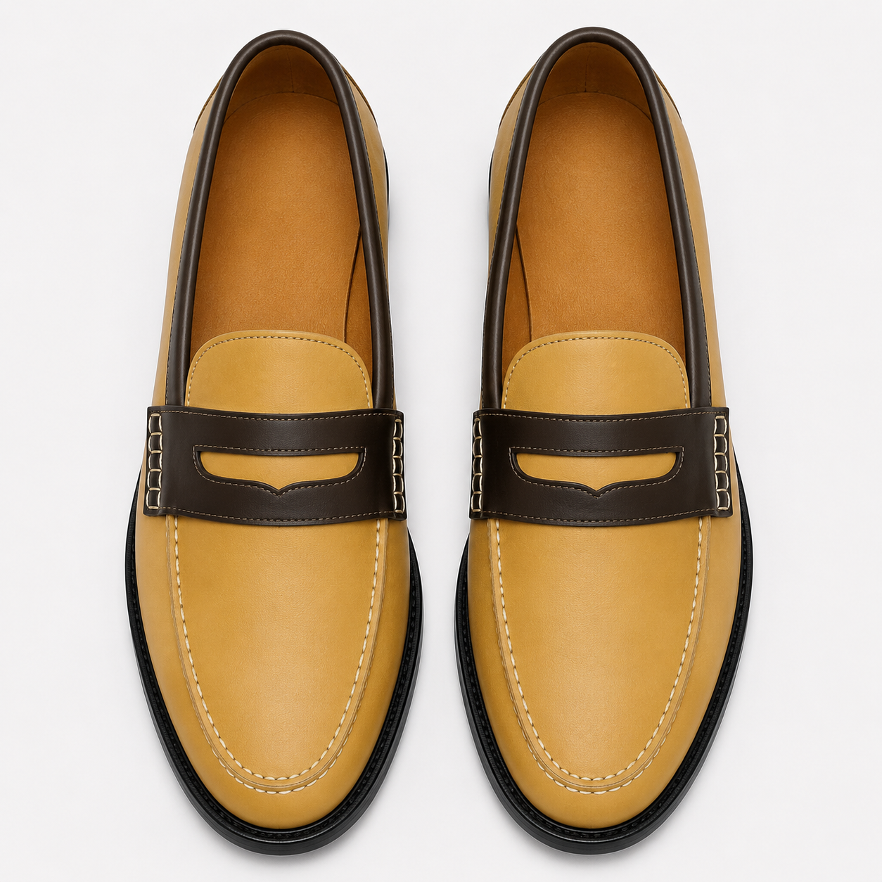 Marvel Signature Monaco Leather Loafers Tan Top View