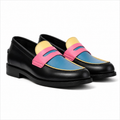 Marvel Signature Mosaic Colorblock Penny Loafers in black with blue, pink and yellow colorblock detailing