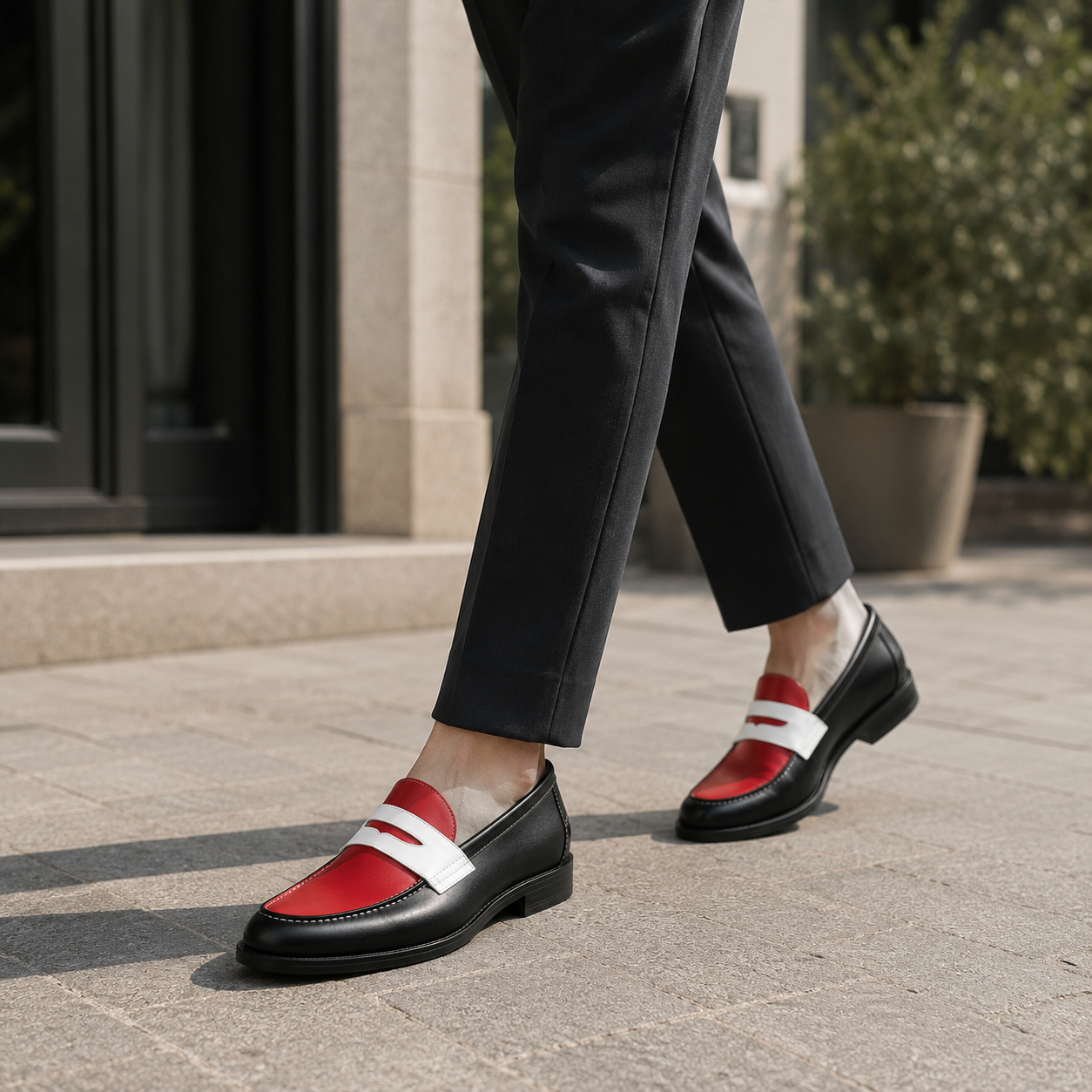 Marvel Signature Red Contrast Leather Loafers lifestyle style
