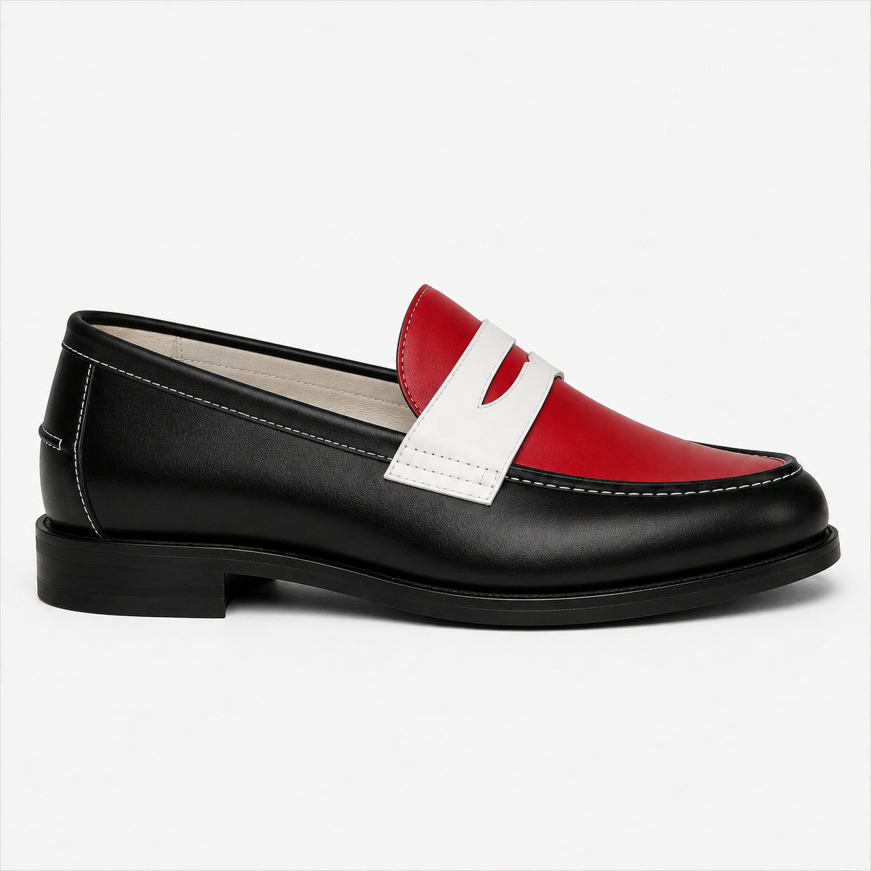 Side view of Marvel Signature Red Contrast Leather Loafers