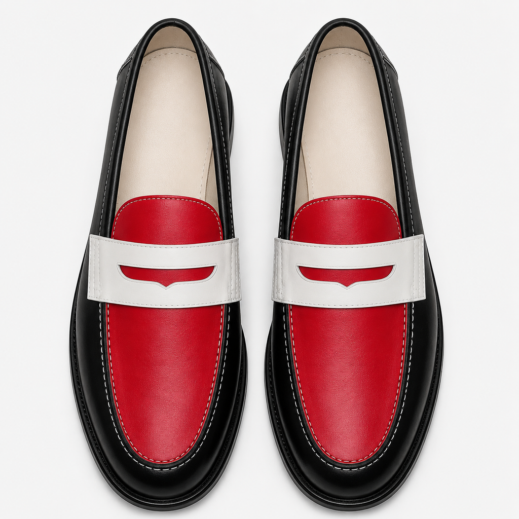 Top view of Marvel Signature Red Contrast Leather Loafers