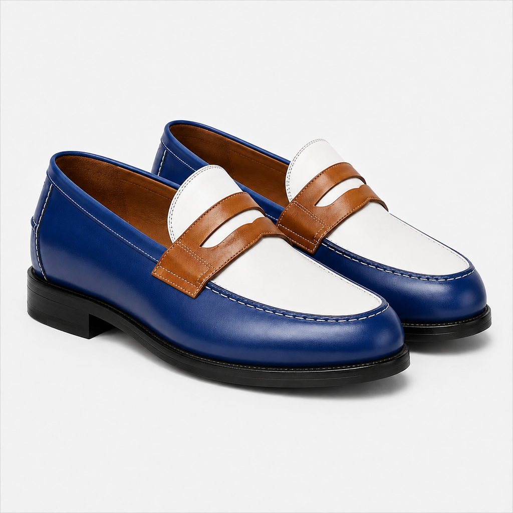 Marvel Signature Royal Blue Contrast Leather Loafers