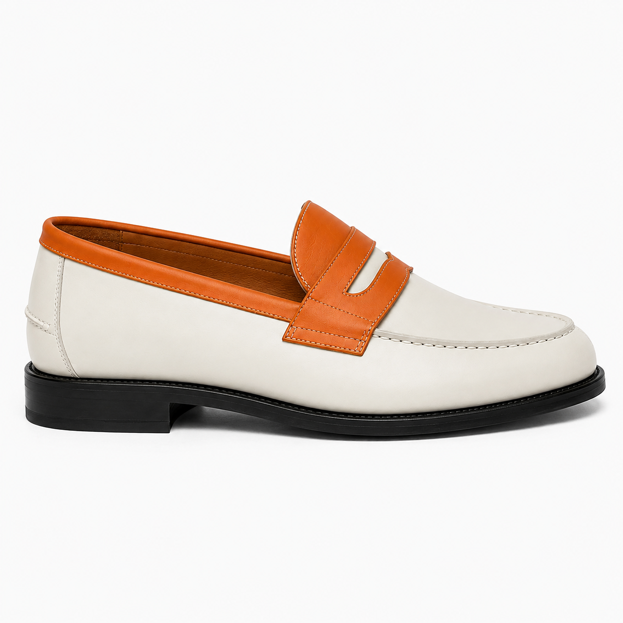 Marvel Signature Tangerine Contrast Leather Loafers side view