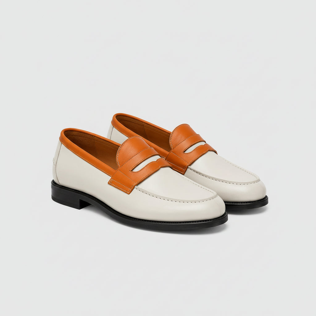 Marvel Signature Tangerine Contrast Leather Loafers