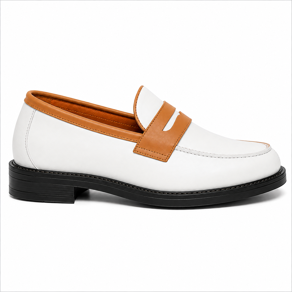 Marvel Signature White & Tan Penny Loafers side view