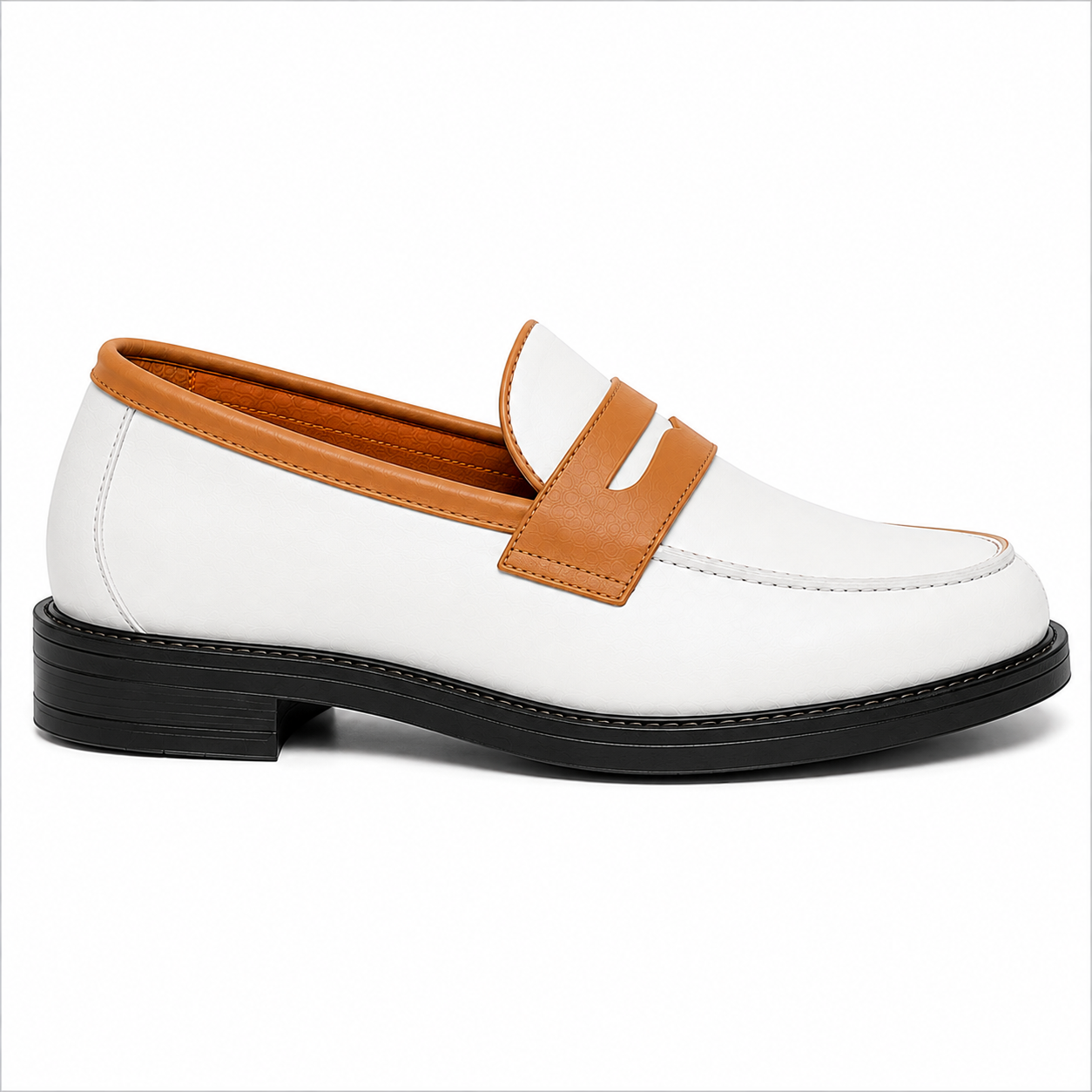 Marvel Signature White & Tan Penny Loafers side view