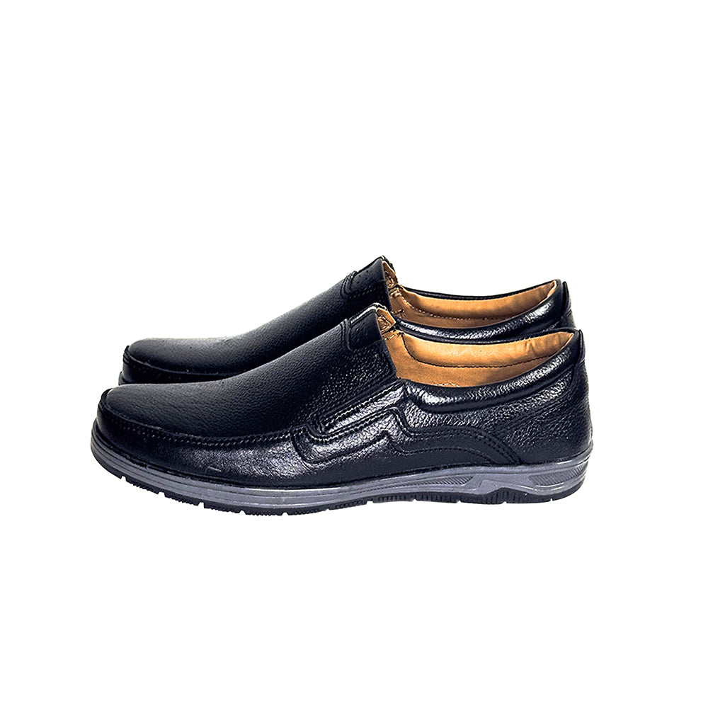 Massimo comfort-fit black leather loafers side profile – luxury handmade shoes