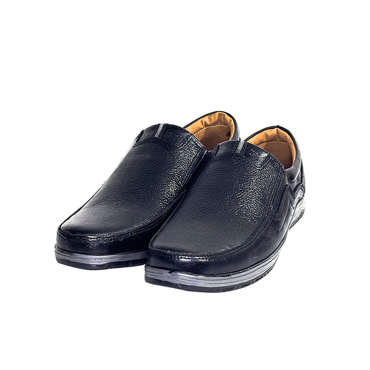 Massimo handmade black leather loafer top view – Marvel Leather