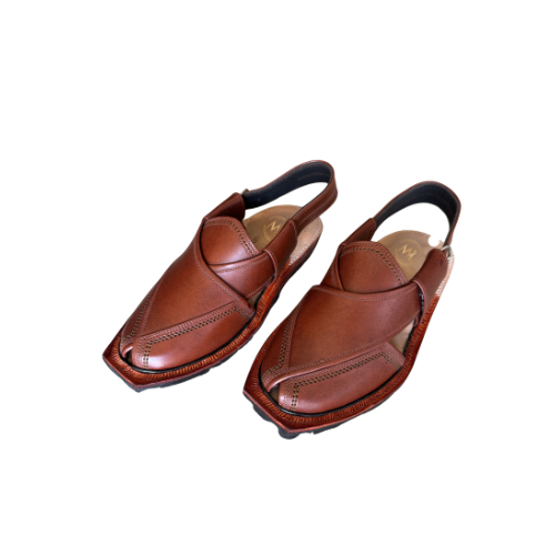 Norozi brown Peshawari chappal for men leather angled pair view