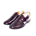  Pair of Pola maroon leather Peshawari chappals with cross straps – Marvel Leather classic