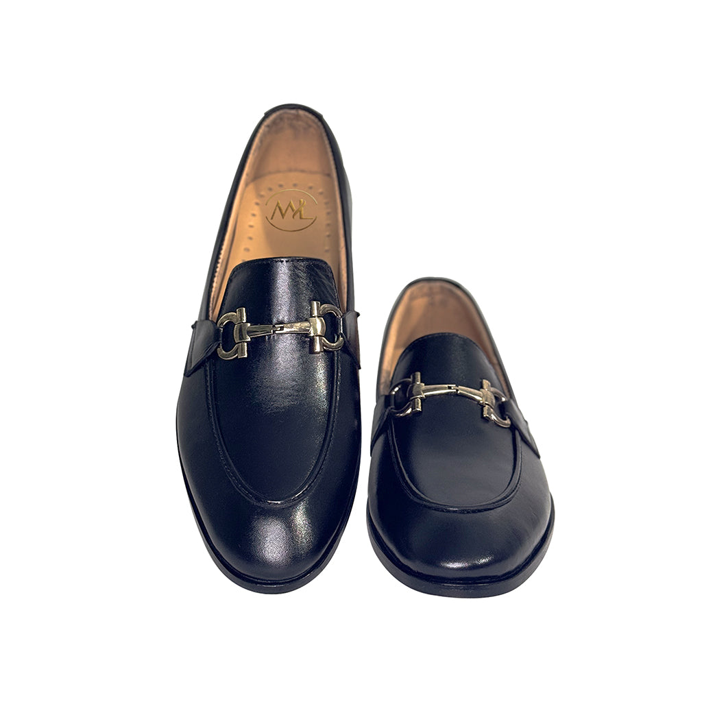 Renzo Black Horsebit Loafers top view – Luxury handmade black leather loafers
