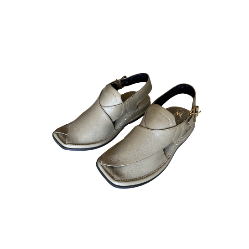 Sikandar ash grey Peshawari chappal for men textured leather angled pair
