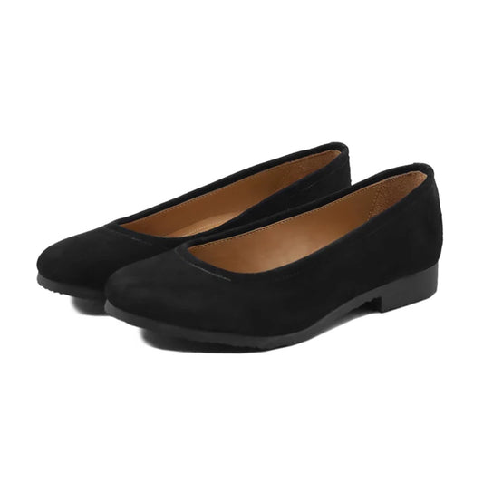 valeria suede ballet flats front view black