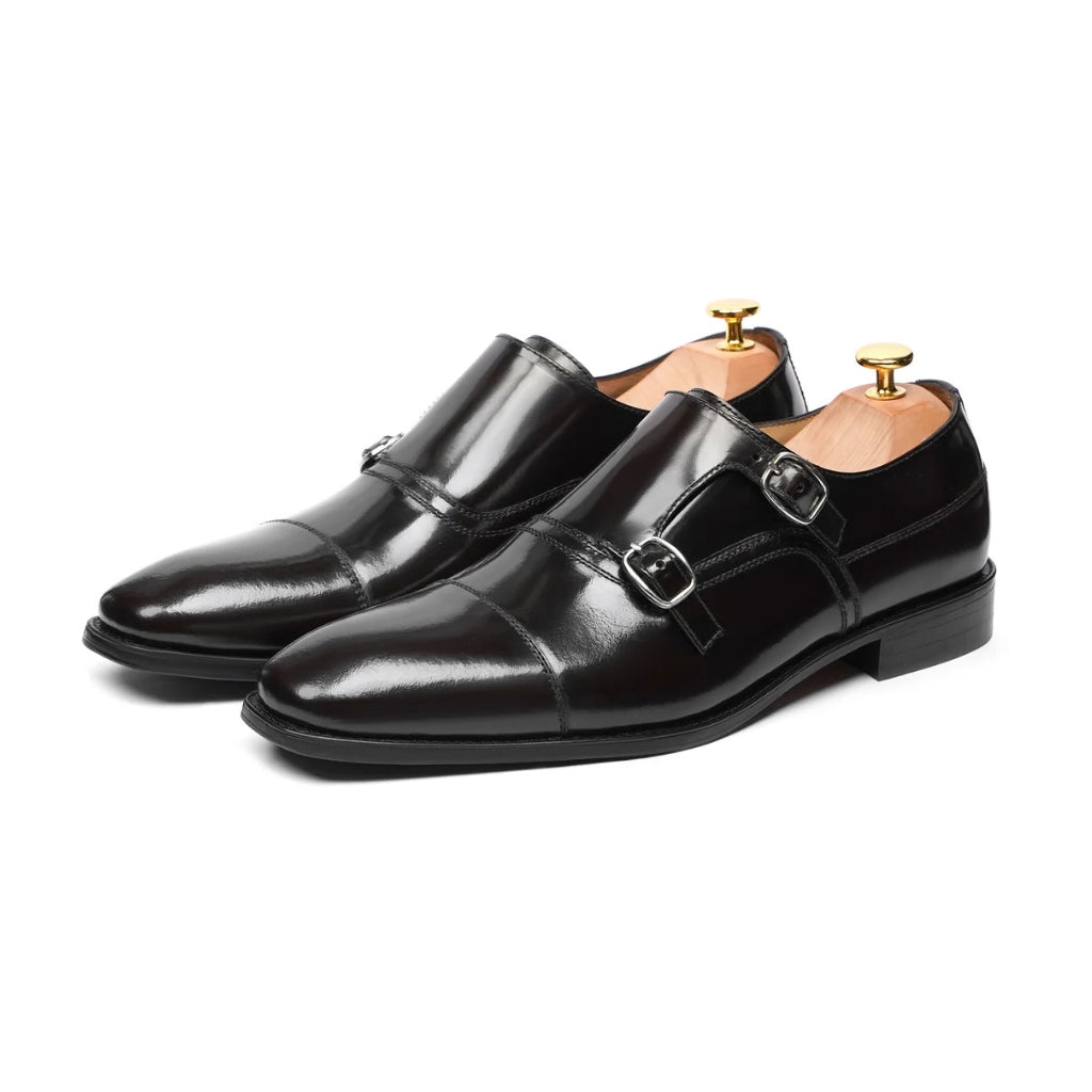 Bespoke vencel glossy double monk strap shoes by Marvel Leather
