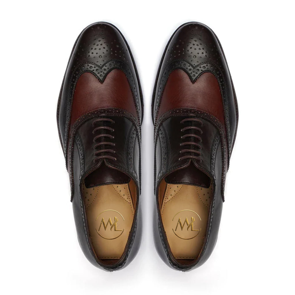Vincenzo Handmade Dual Color Leather Dress Shoes Top View – Marvel Leather