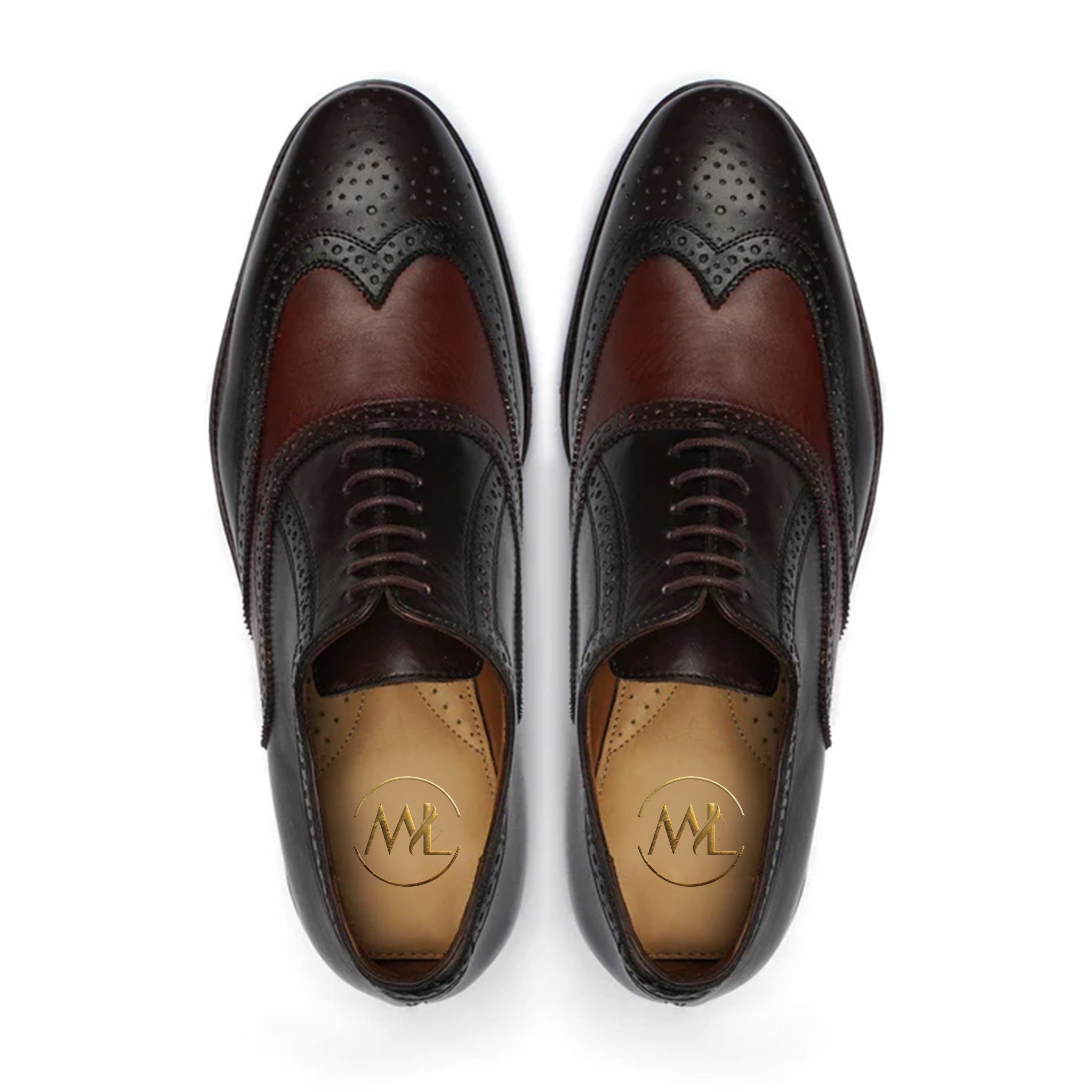 Vincenzo Handmade Dual Color Leather Dress Shoes Top View – Marvel Leather