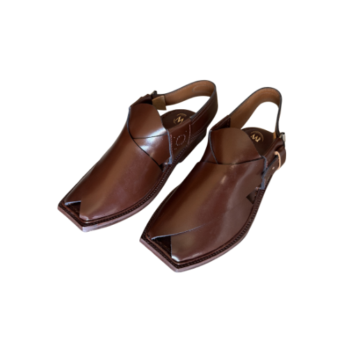 Zardari brown Peshawari chappal for men leather angled pair view