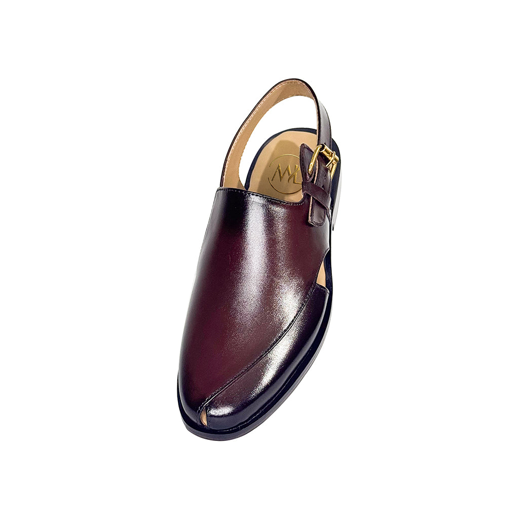 Zaroon Maroon Leather Sandals Top Look – Premium Ethnic Footwear Pakistan
