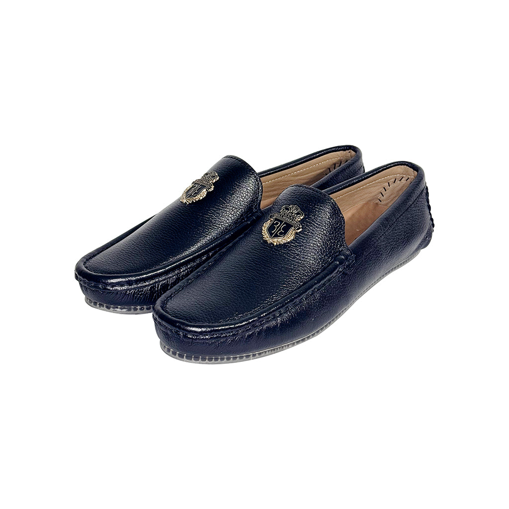zavian father son black loafers pair – Genuine leather matching shoes - Marvel Leather 