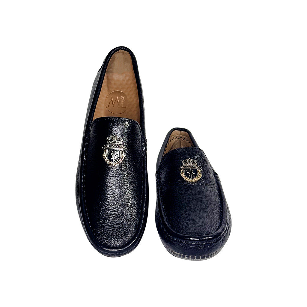zavian father son black loafers top – Royal emblem luxury loafers Pakistan - Marvel Leather